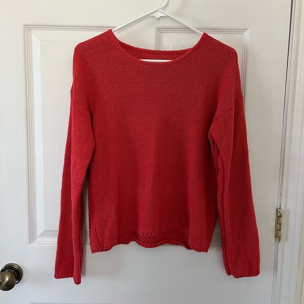 Chico's Vibrant Red Crew Neck Sweater